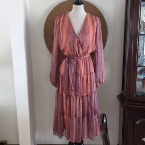 Flying Tomatoe Beautiful Dress in Peach and Purple/Blue